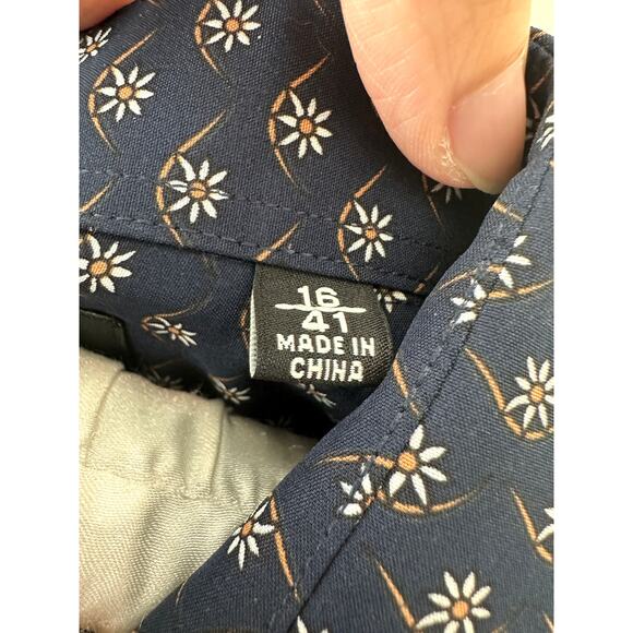 SCOTCH & SODA Men’s Shirt Modern Fit Navy Blue Floral Print Button Up | 16/41 L - Picture 7 of 8